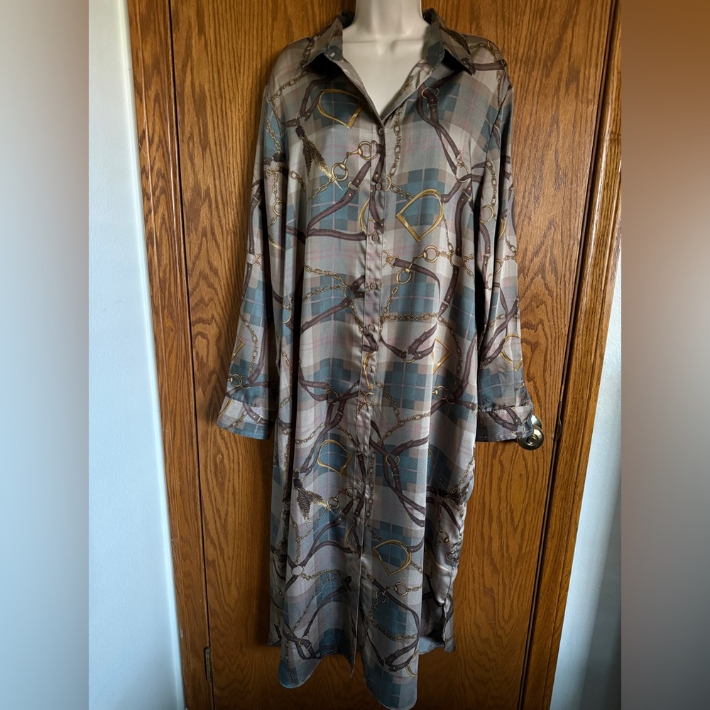 Lauren Ralph Lauren Plaid Midi Dress - Blue and Brown - Picture 2 of 16